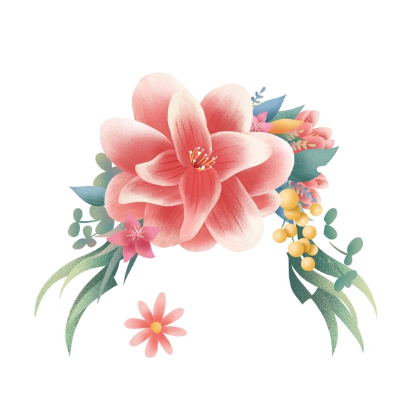 彩绘花朵图案元素设计