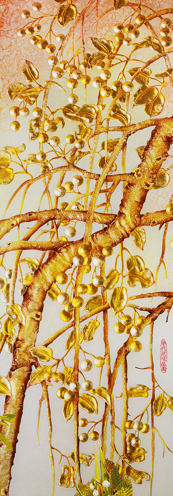 金色树枝背景墙