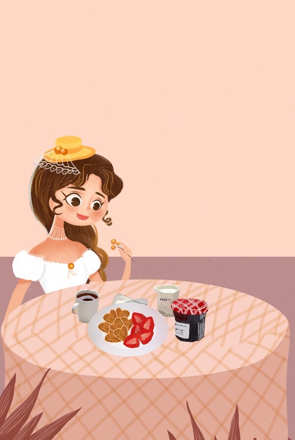 公主的美好下午茶时光插画海报