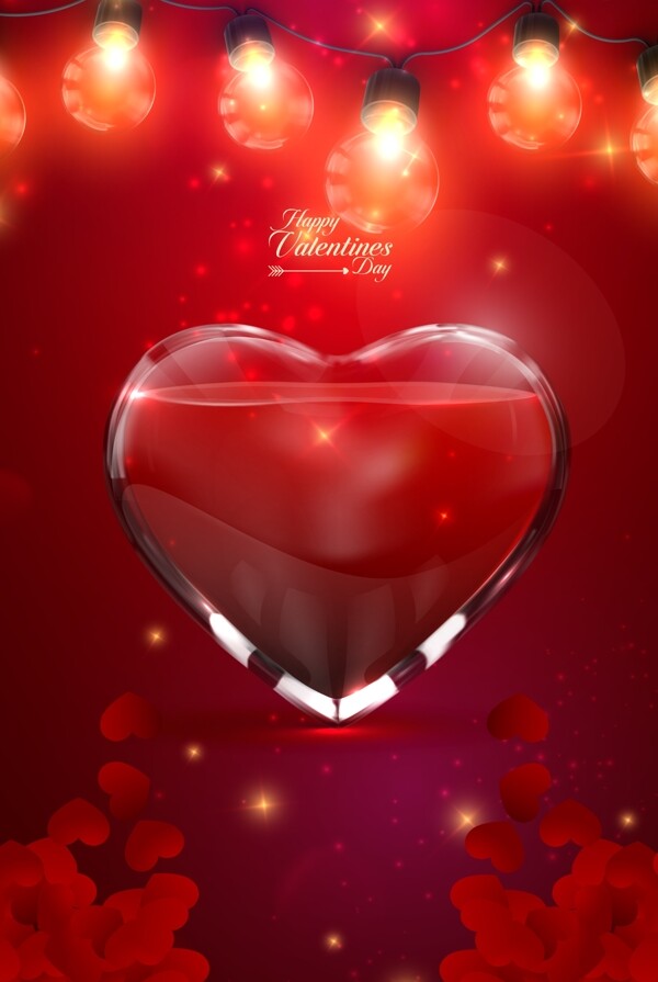 红色爱心浪漫情人节海报背景设计