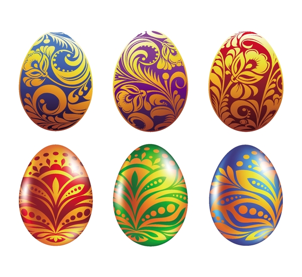6彩色复活节彩蛋装饰套