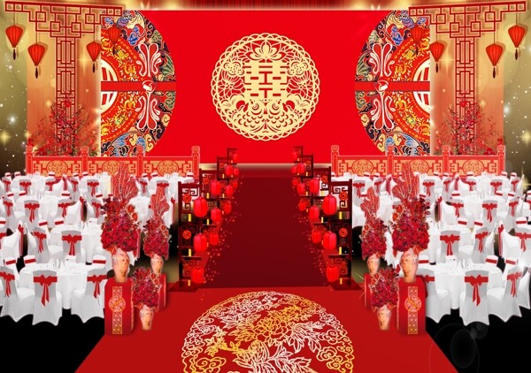红色中式婚礼效果图