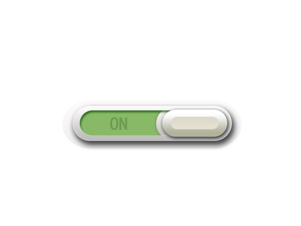绿色白色ON滑动按钮PSD写实