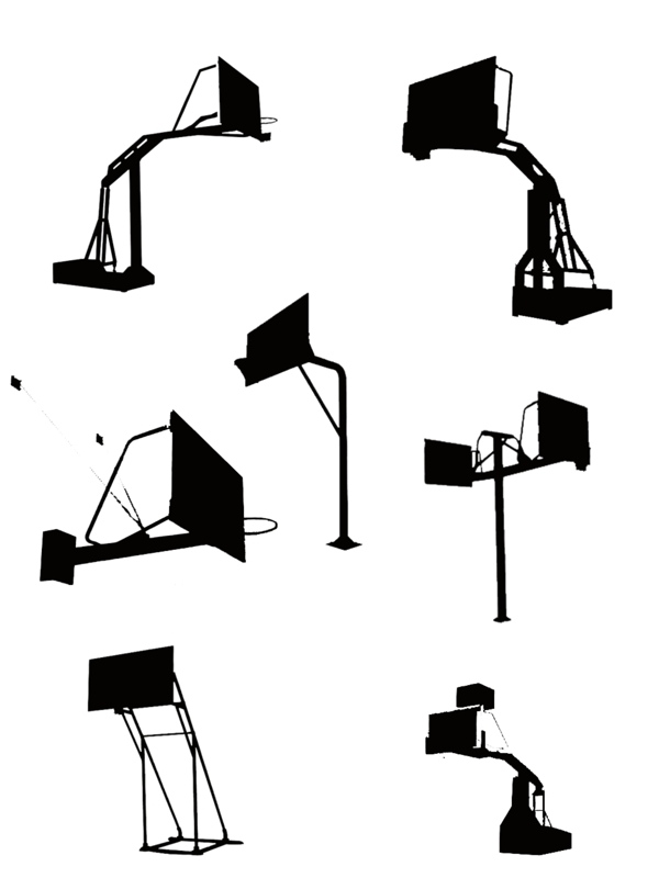 运动器材篮球框剪影简约黑白