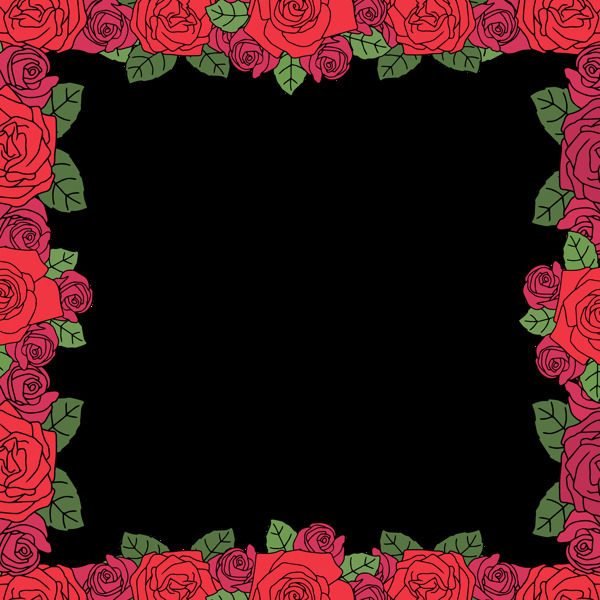 红玫瑰花卉边框免抠png透明图层素材