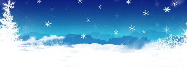 全原创手绘冬季雪景banner背景