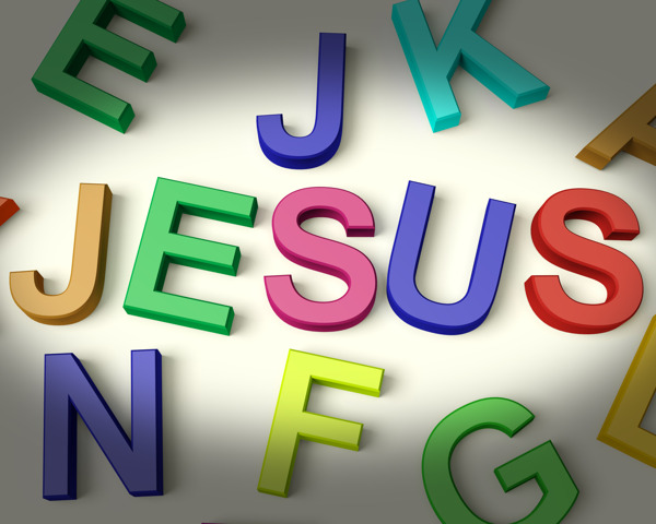 耶稣用塑料的孩子的信