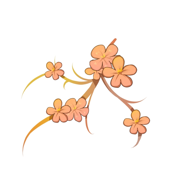 手绘梅花花朵插画可商用元素
