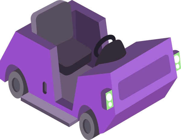 2.5D风格紫色汽车元素可商用