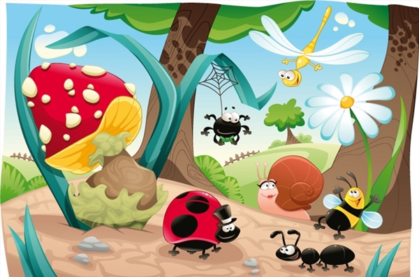 森林昆虫插画图片