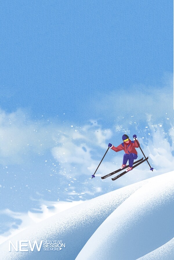 冬日滑雪背景设计