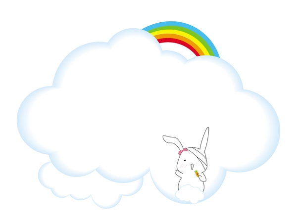 可爱云朵小兔子矢量造型边框