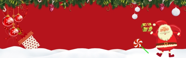 红色丝带圣诞快乐banner背景