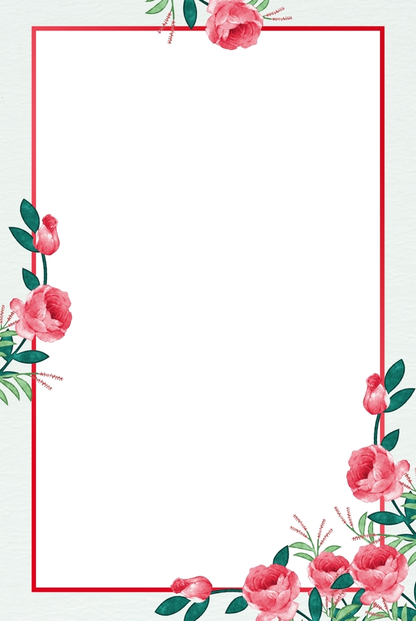 简约鲜花花纹边框质感海报背景