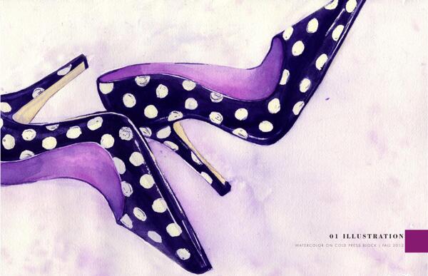 紫色斑点高跟鞋设计图