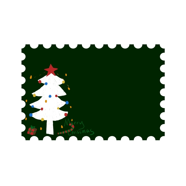 圣诞邮票小贴纸装饰元素