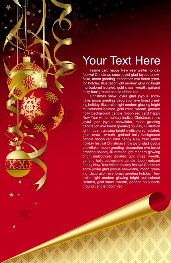 红色与金色喜庆圣诞节边框背景矢量素材