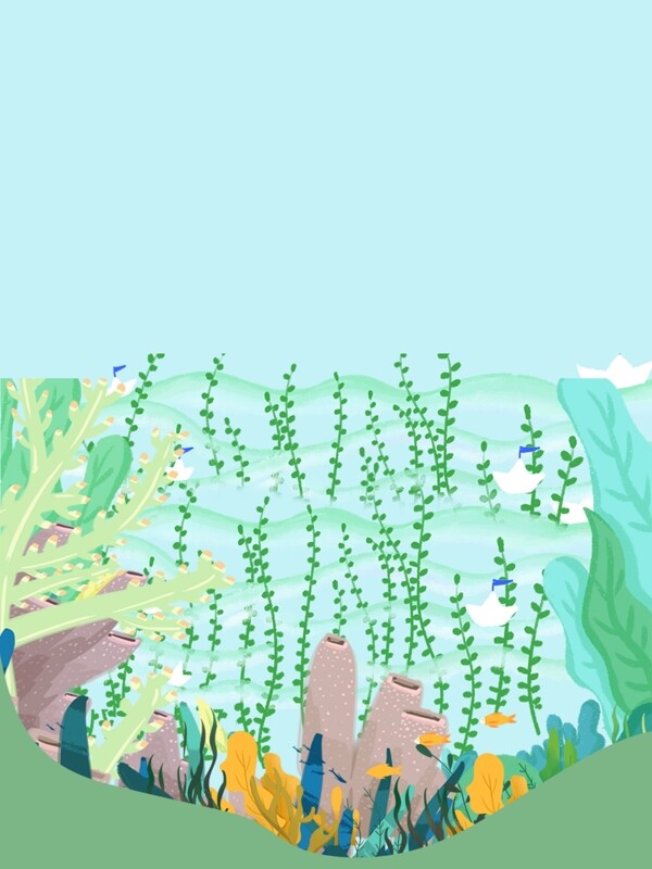 森系治愈系植物树林插画背景
