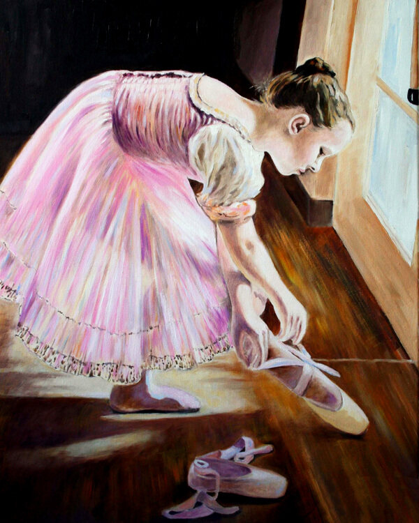 芭蕾舞小女孩油画图片