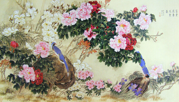 油画花卉背景墙