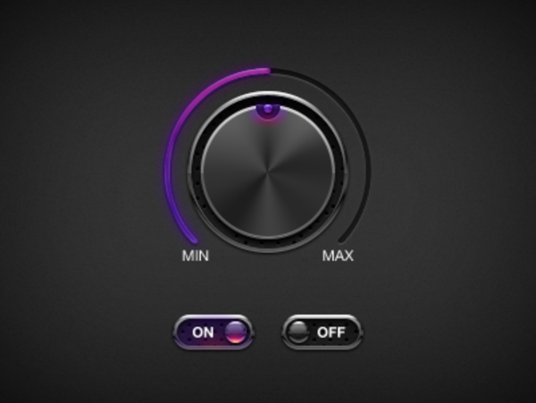 紫色精美质感音乐旋转按钮图标设计
