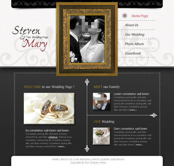 婚礼策划网站psd模板
