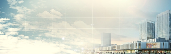 蓝天白云城市光影企业文化背景墙