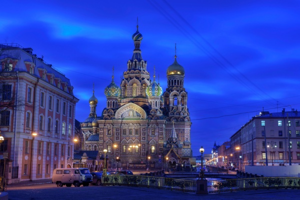 俄罗斯圣彼德堡夜色背景