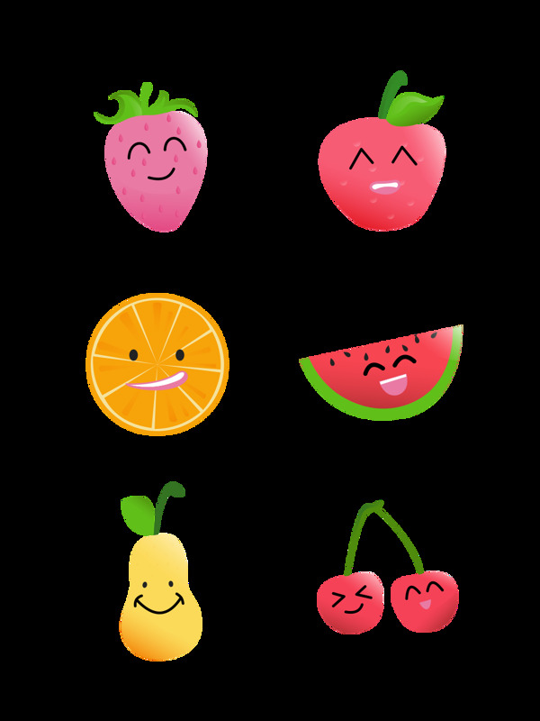 矢量卡通可爱水果元素之笑脸表情包