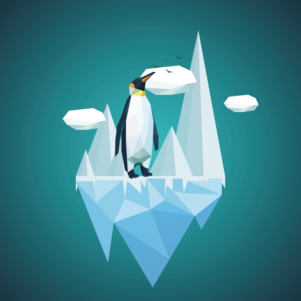 创意企鹅冰山背景图