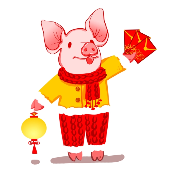 新年卡通手绘红包猪