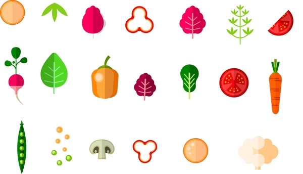 UI图标扁平化素食蔬菜无缝叶子
