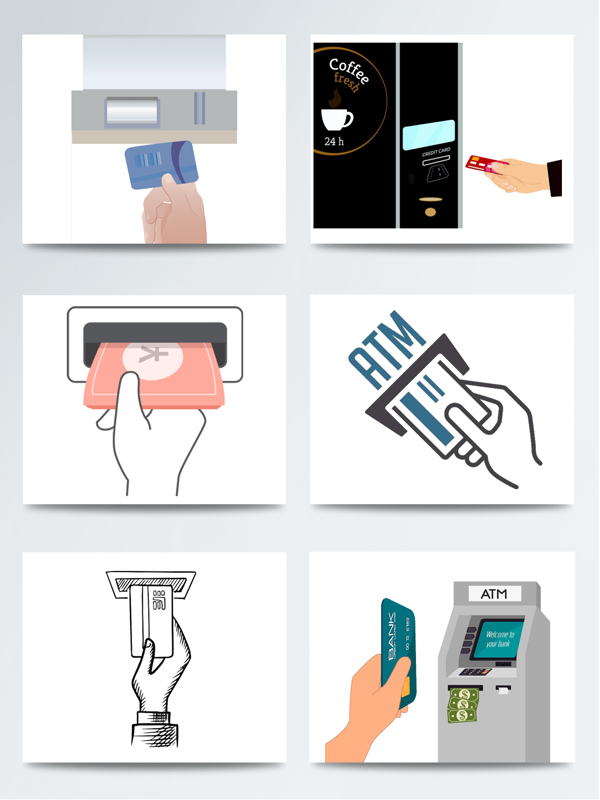 高清免扣ATM取款刷卡取钱PNG素材