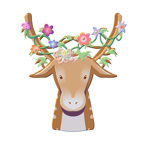 花环和小鹿装饰插画