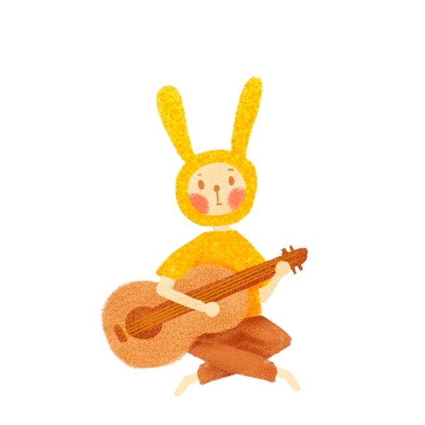 手绘弹吉他的兔子插画合集
