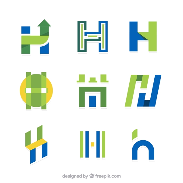 9款创意大写字母h标志