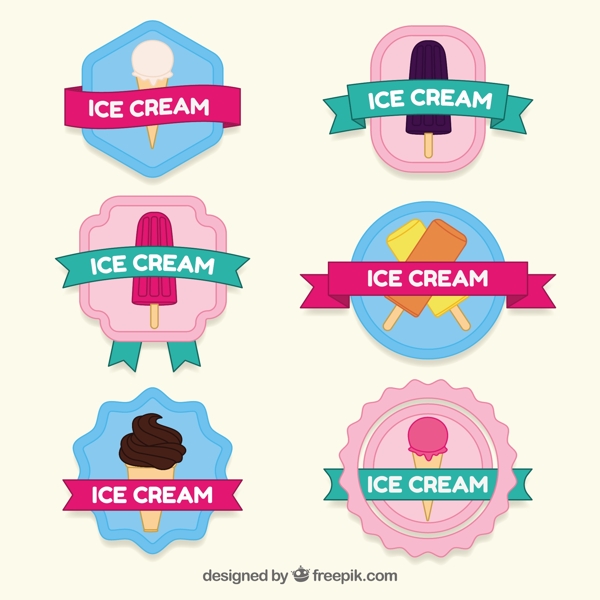 各种各样的冰淇淋贴纸图标