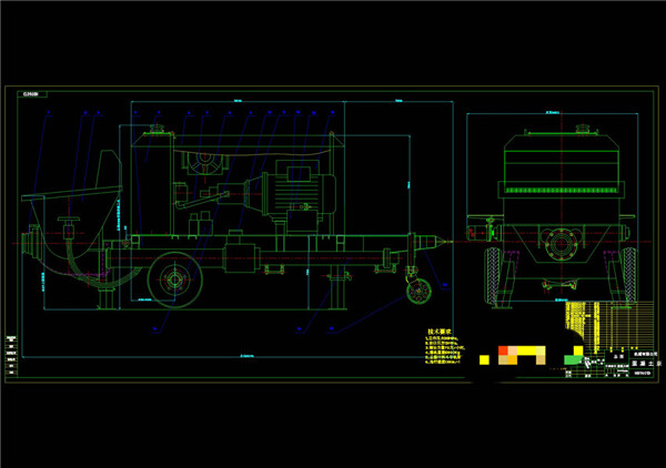 混凝土泵车总图CAD机械图纸