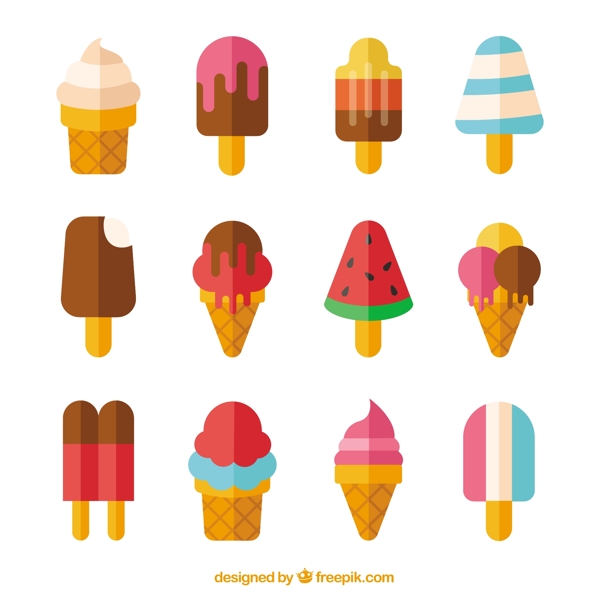 彩色冰淇淋平面设计图标