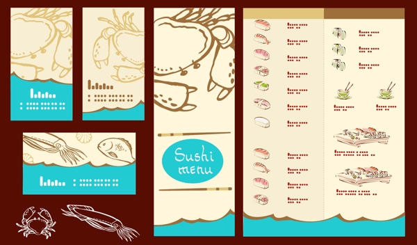 矢量日本寿司菜单模板04