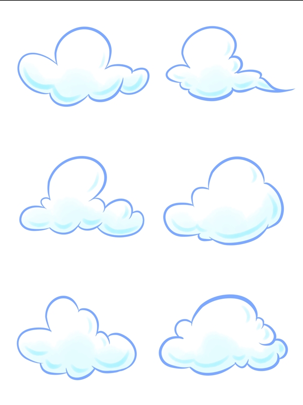 商用手账云朵手绘卡通白云装饰设计元素