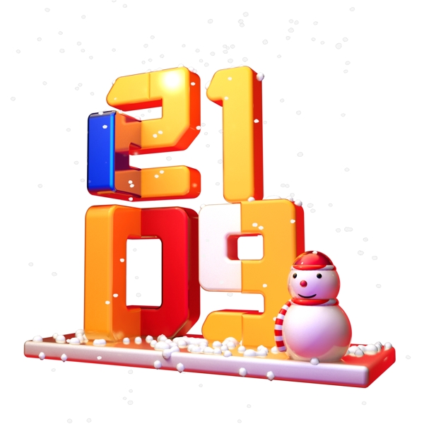 C4D艺术字新年素材2019雪人字体元素