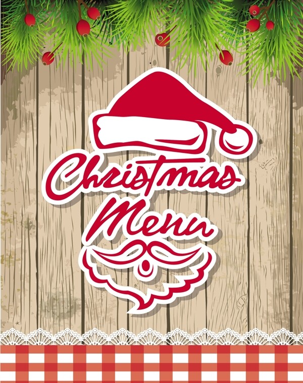 圣诞节菜单木板背景图片
