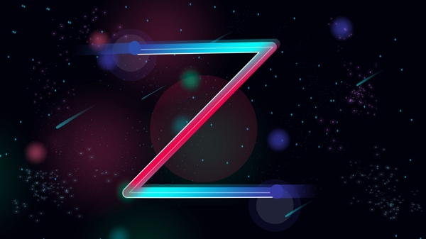 霓虹天际字母系列ZS渐变扁平风星空流星