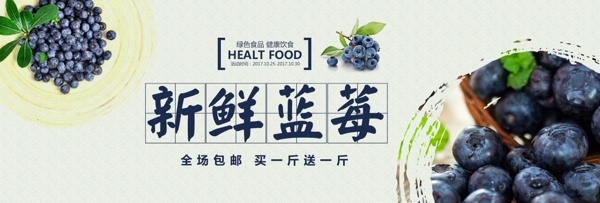 清新文艺水果食品蓝莓新鲜淘宝banner