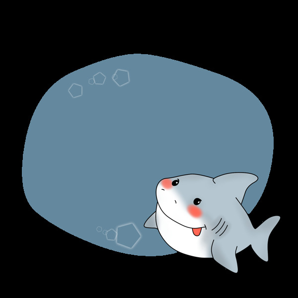 蓝色的鲨鱼边框插画