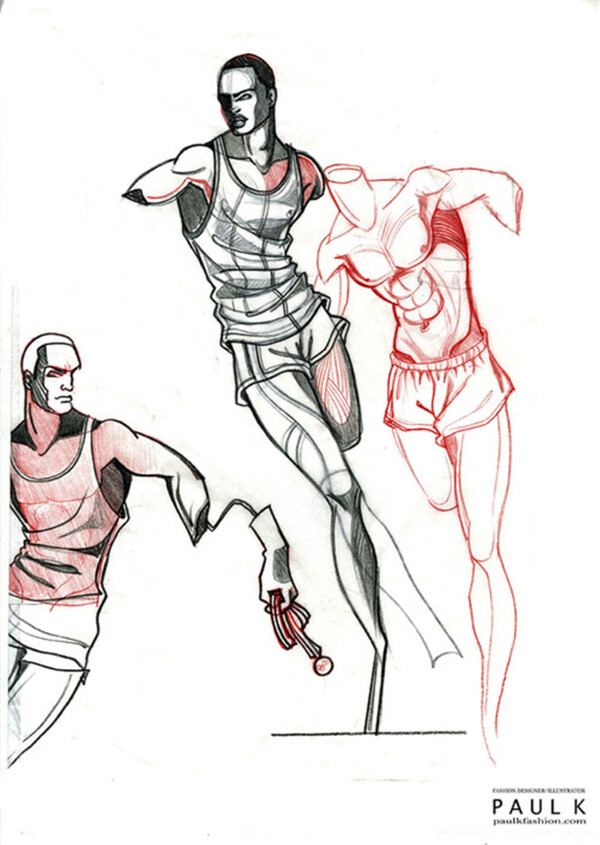 男款背心运动装设计图