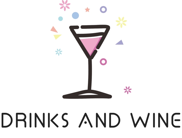 MBE风格粉色小清新线条餐厅酒杯图标素材