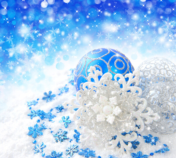 蓝色梦幻圣诞节背景图片
