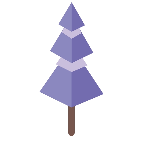 紫色立体创意几何大树元素
